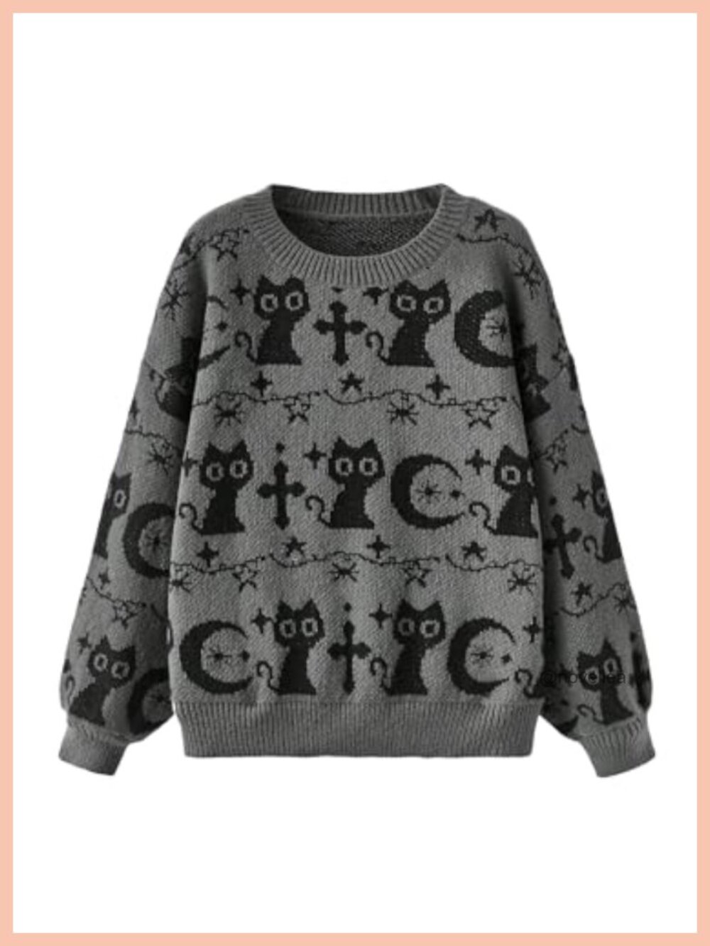 SHENHE Oversized Goth Cartoon Ripped Sweater Pullover Top